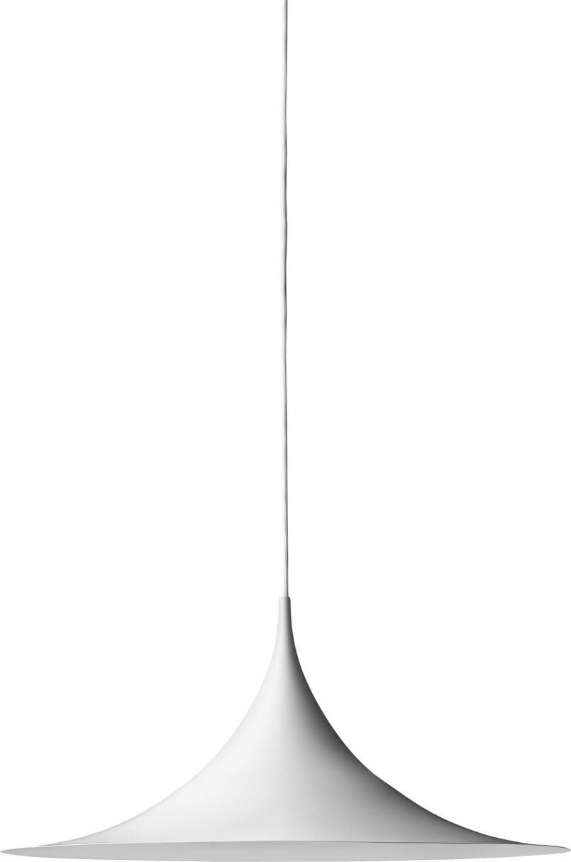 Weiße Semi Pendelleuchte von Gubi, Durchmesser 30 cm, modernes Design für Wohnraumbeleuchtung.