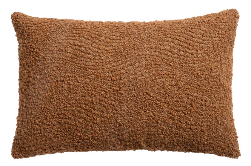 Ethnicraft Wave Cushion Kissen 60x40 cm, rechteckig, aus braunem Bouclé-Stoff mit gewebter Textur.