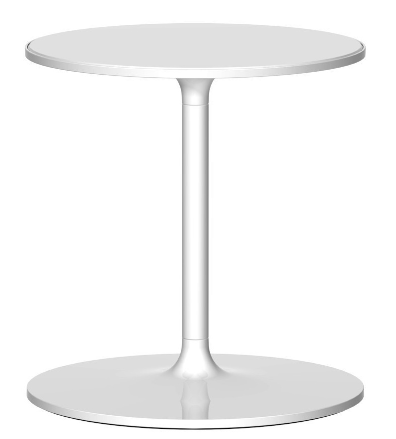 Weißer Poppy Beistelltisch von Rexite mit runder Tischplatte und Fuß, modernes Design für Wohnzimmer.