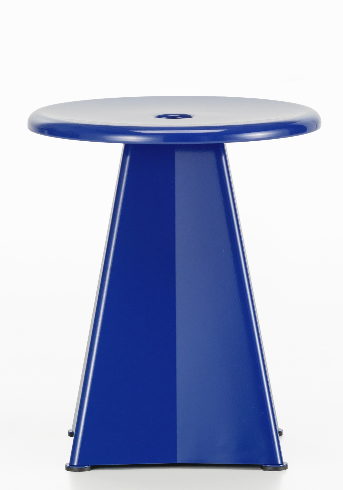 Blauer Tabouret Métallique Hocker von Vitra, Metallhocker mit runder Sitzfläche und konischem Fuß.