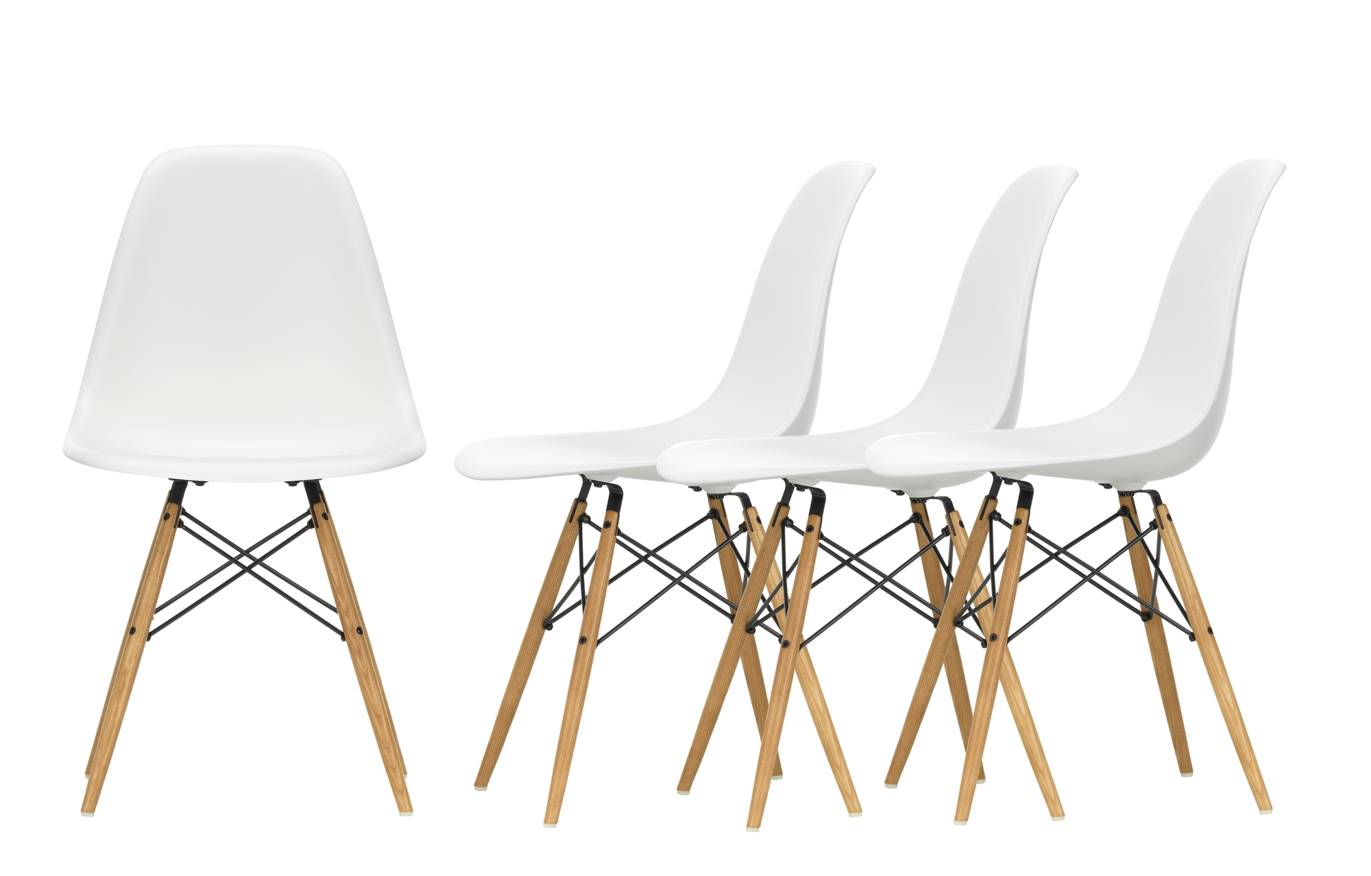Aktion: 4er Set Eames Plastic Side Chair DSW Stühle von Vitra in Weiß.