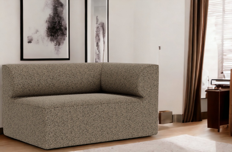 Beige Eave Modular Sofa Ecke von Audo Copenhagen im modernen Wohnzimmer.