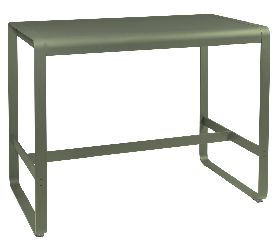 Bellevie hoher Tisch von Fermob für den Außenbereich, aus Metall in Moosgrün.