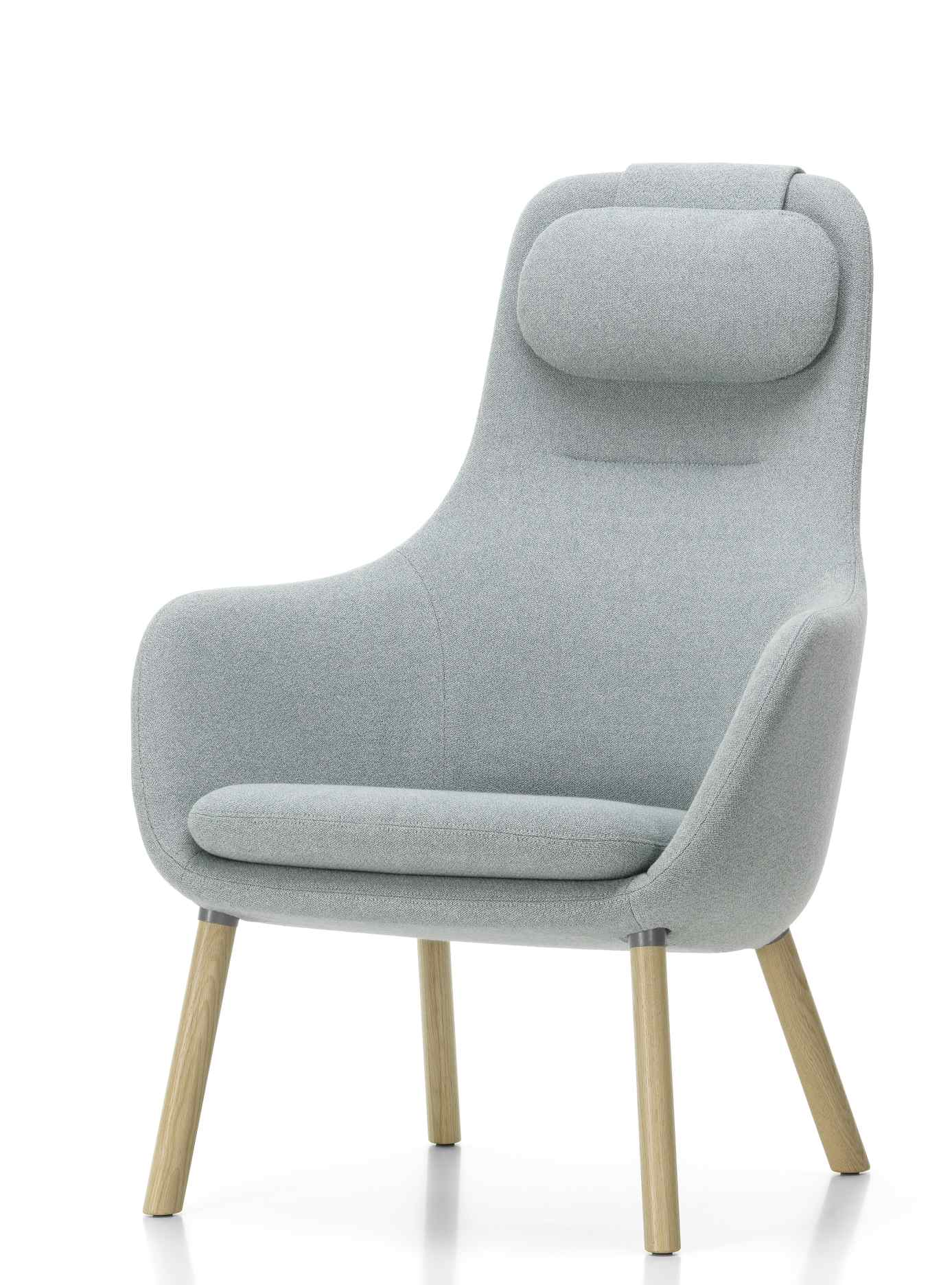 Grauer Hal Lounge Chair Sessel von Vitra mit losem Sitzkissen und Holzbeinen.