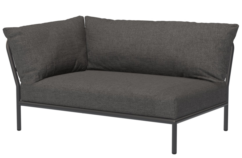 Level 2 Outdoor Sofa Ecke links von Houe, modernes Gartensofa mit grauen Polstern.
