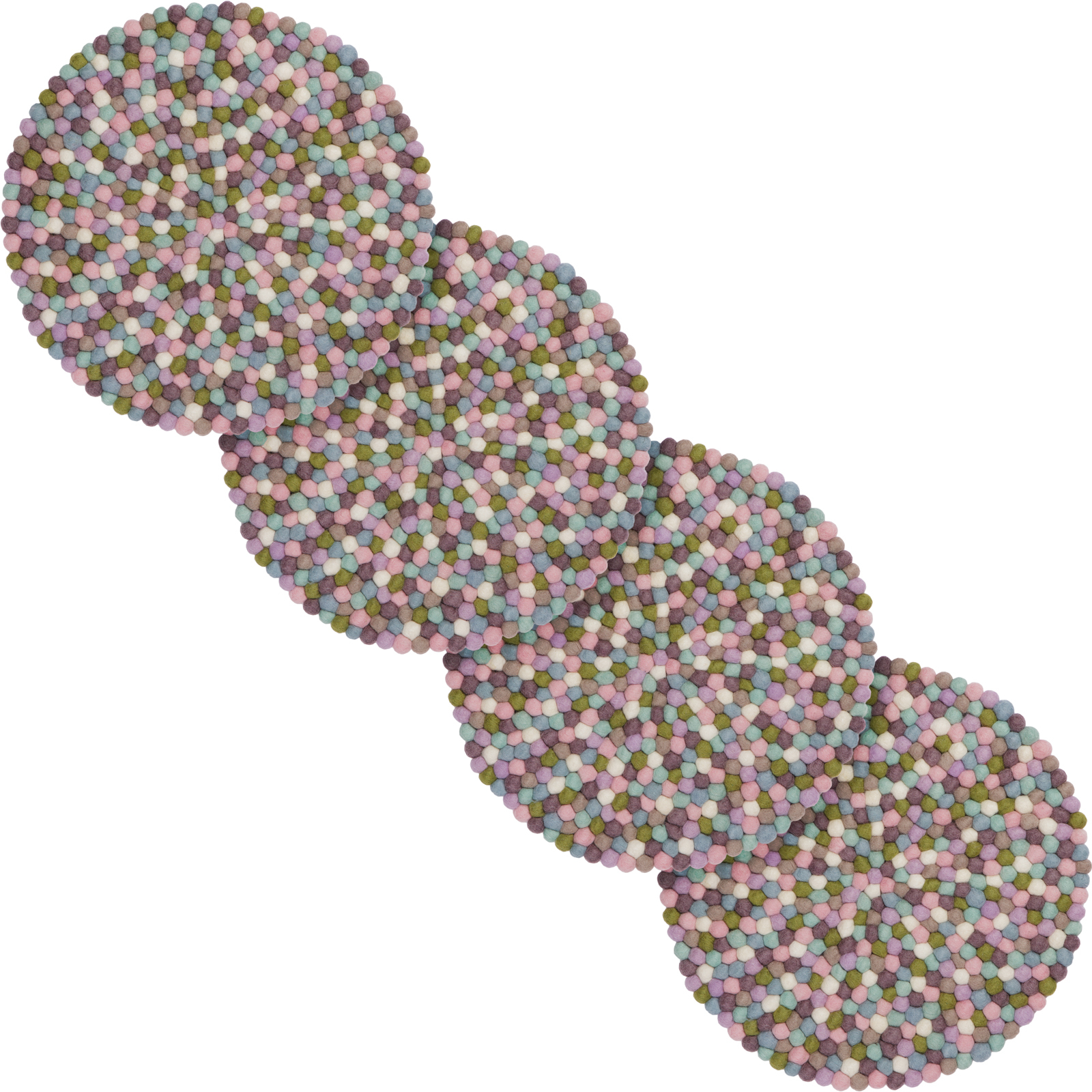 Myfelt Filzkugel Sitzauflage, runde Stuhlauflage aus bunten Wollfilzkugeln, nachhaltige Dekoration für Stühle.