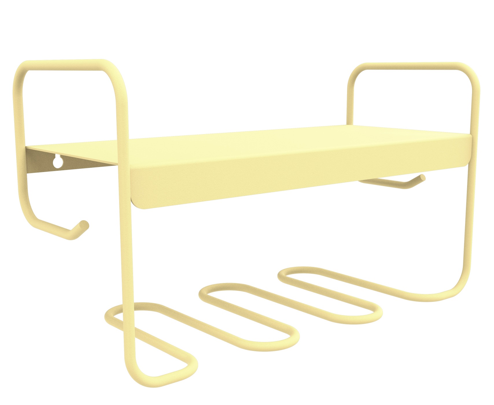Gelbes Picolino Wandregal von Fermob für drinnen und draußen, modernes Design mit Ablagefläche und Haken.