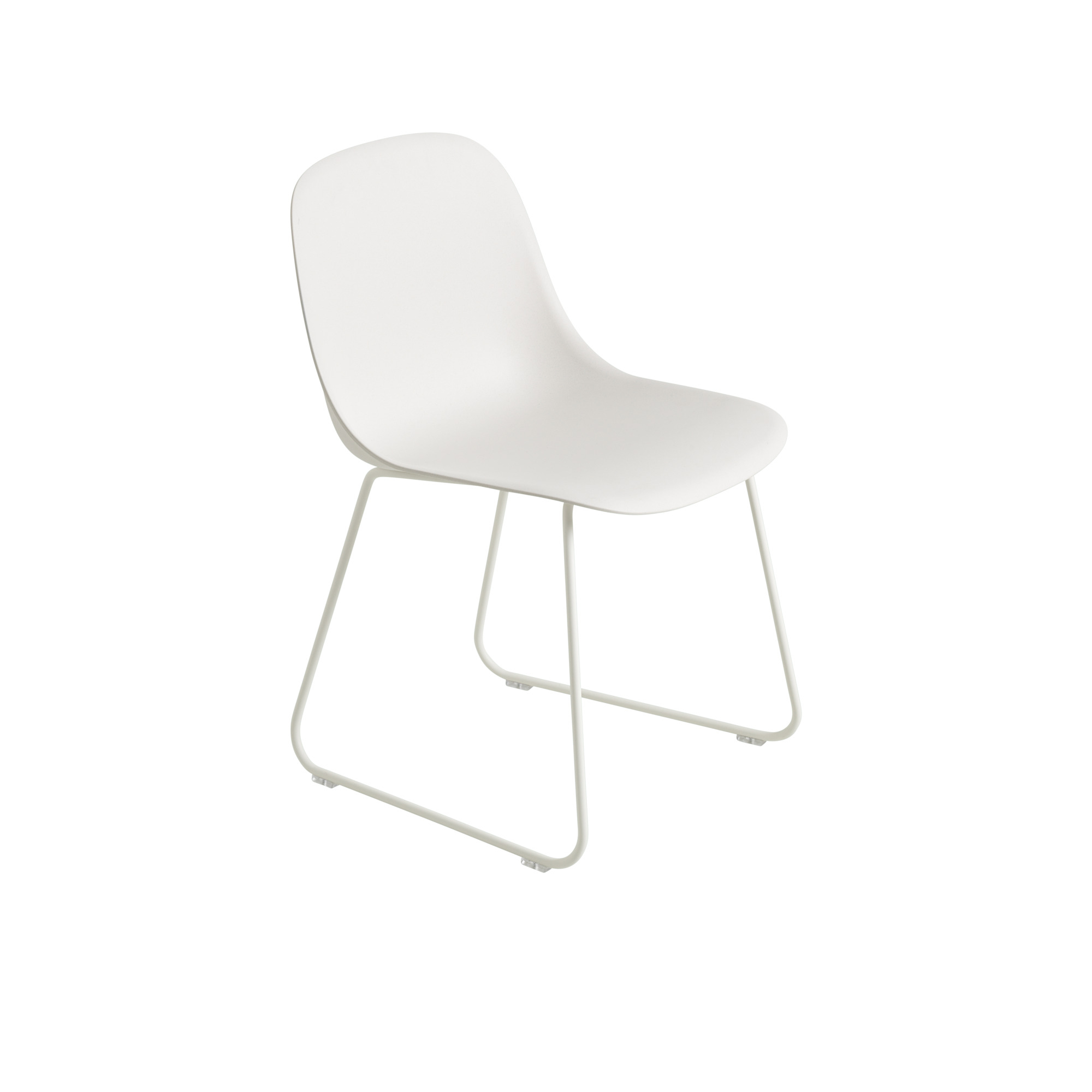 Weißer Fiber Side Chair von Muuto mit Kufengestell, moderner Stuhl für Esszimmer und Büro.