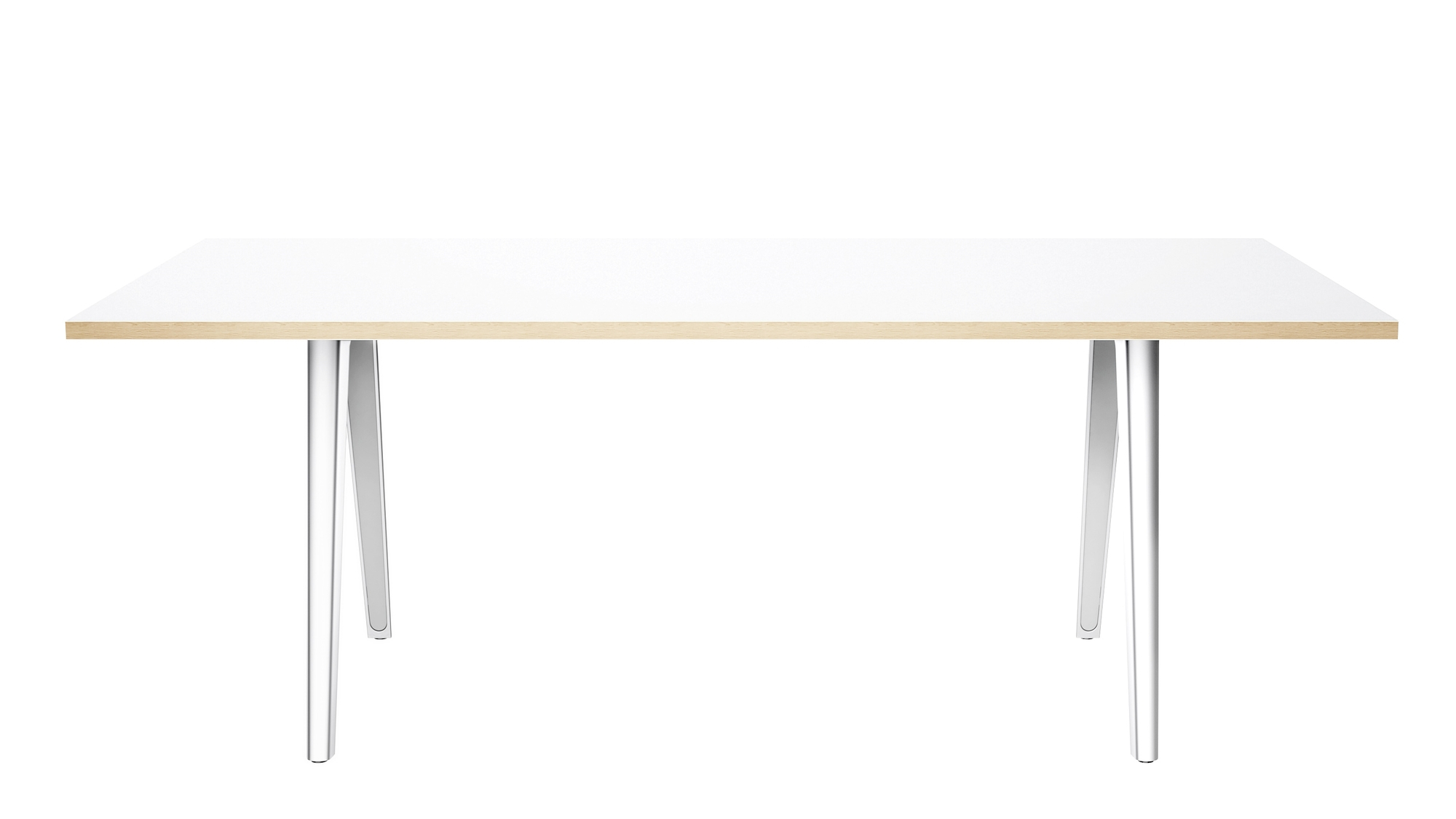 Moderner Thonet Tisch 1500 mit weißer Tischplatte und verchromten Beinen, ideal für Büro und Zuhause.