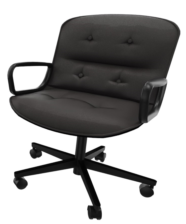 Schwarzer Pollock Executive Drehstuhl von Knoll International mit Armlehnen und Rollen. Bürostuhl im modernen Design.