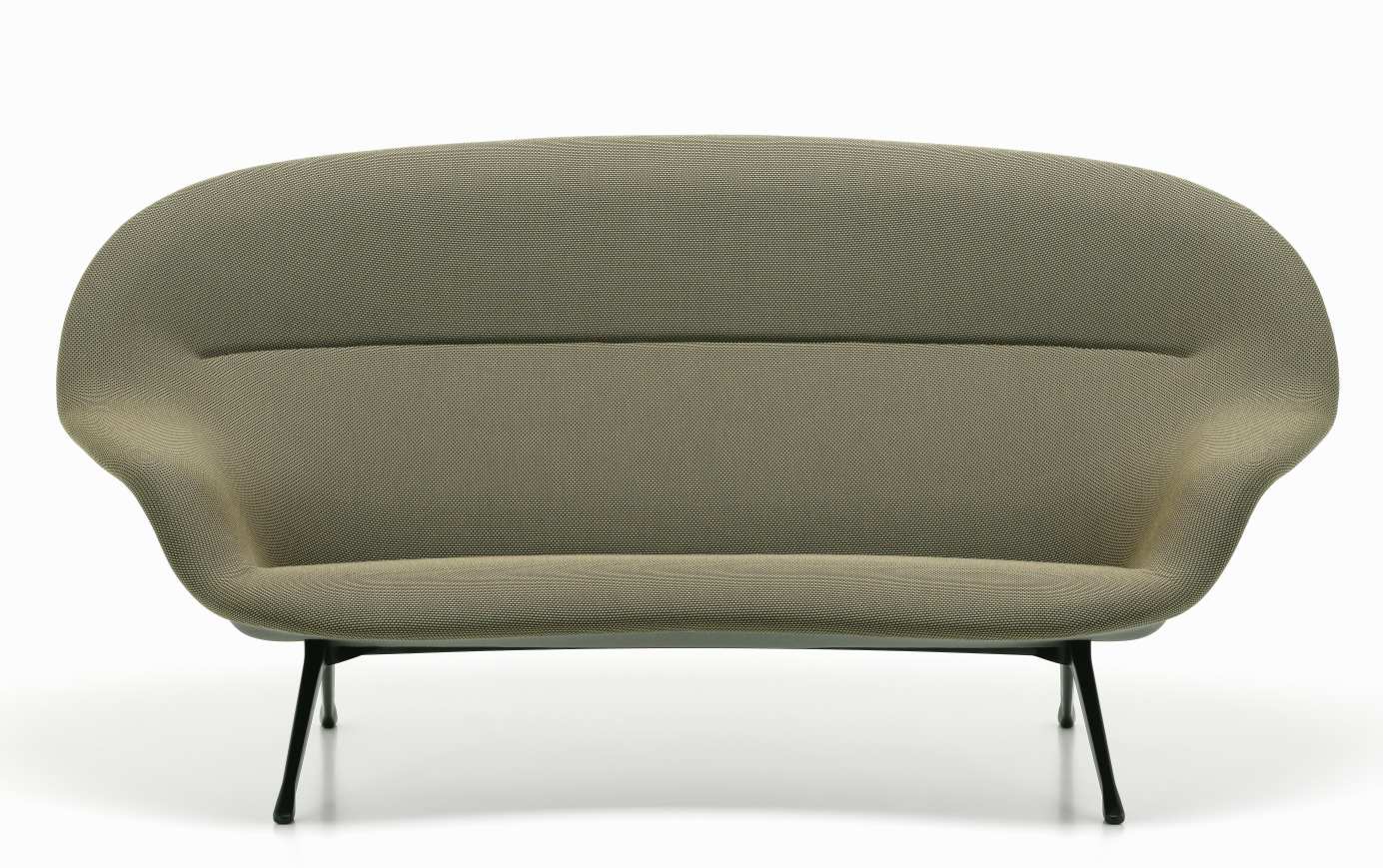 Vitra Abalon Sofa in Olivgrün mit schwarzem Metallgestell, modernes Design für Wohnzimmer.