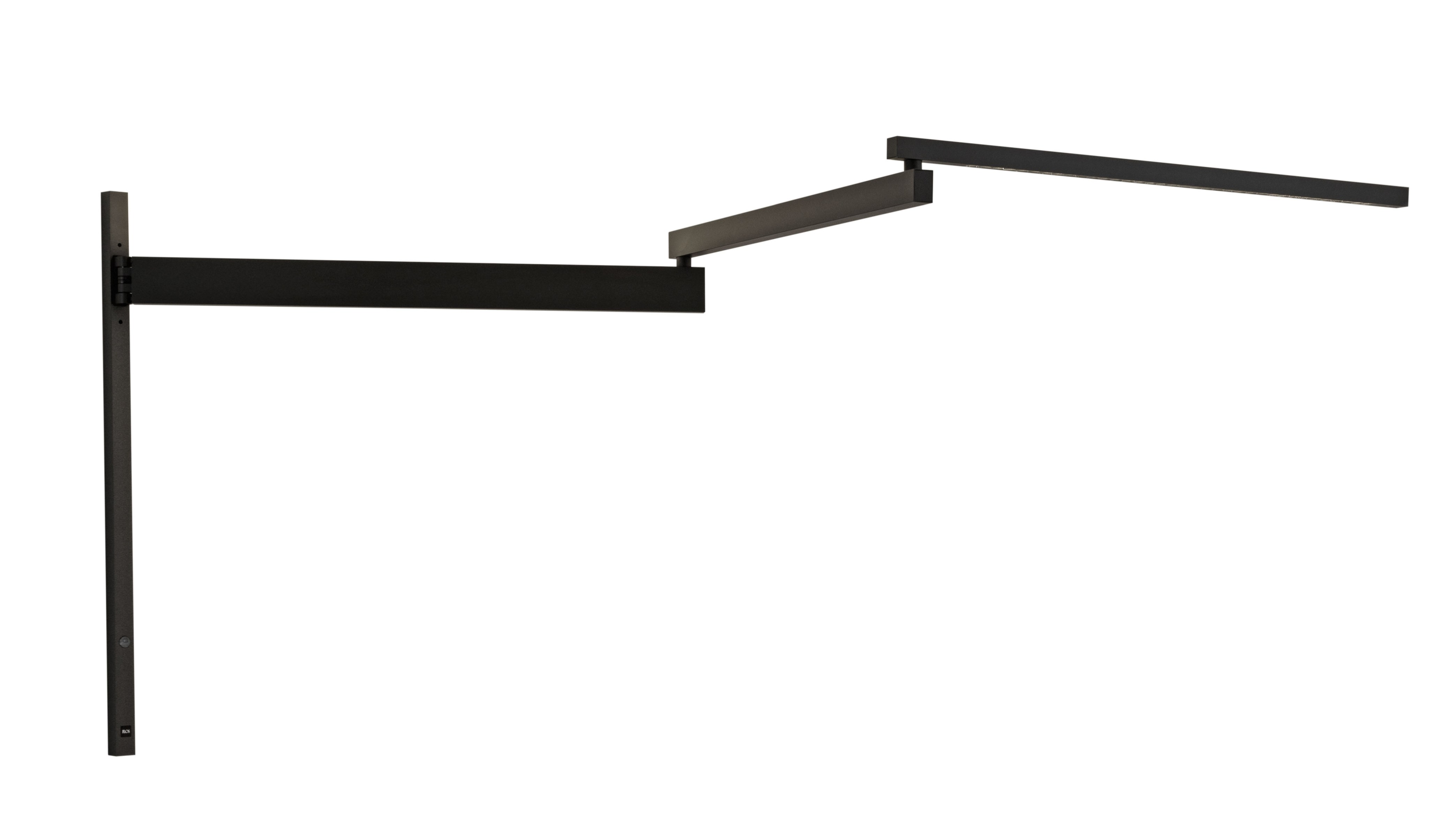 Schwarze Flos Wandleuchte mit schwenkbaren Armen für flexible Beleuchtung im modernen Design.