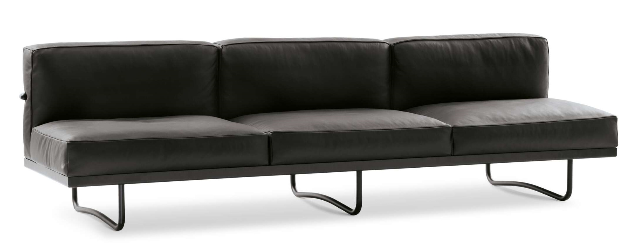 Schwarzes 5 Canapé Appartement Le Corbusier Sofa Cassina mit Lederbezug und minimalistischem Design für modernes Wohnzimmer.