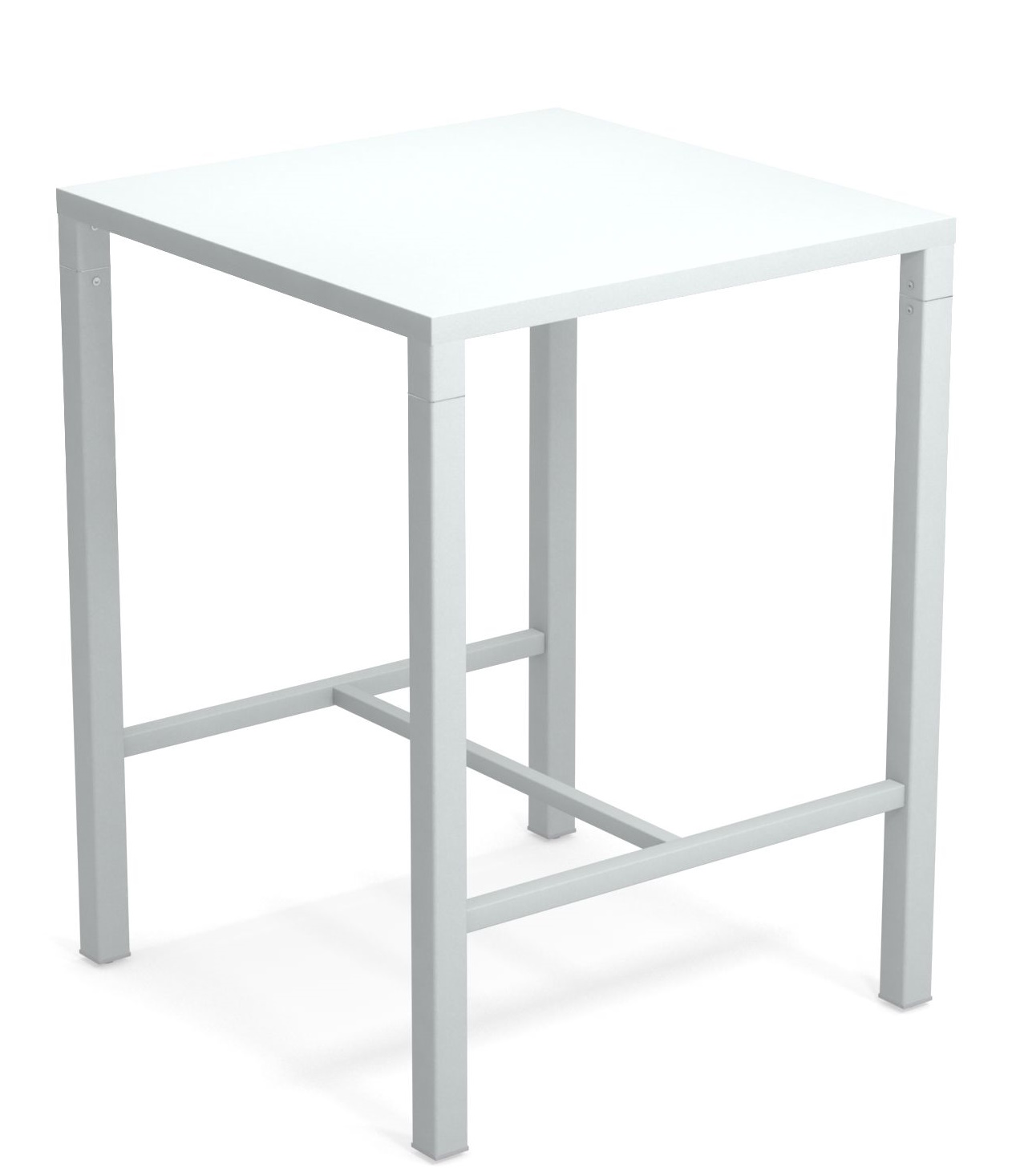 Weißer Nova Hochtisch von Emu für den Außenbereich, quadratische Tischplatte und minimalistisches Design.