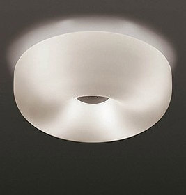 Weiße, runde Circus Deckenleuchte von Foscarini, modernes Design für Wohnzimmer und Schlafzimmer.