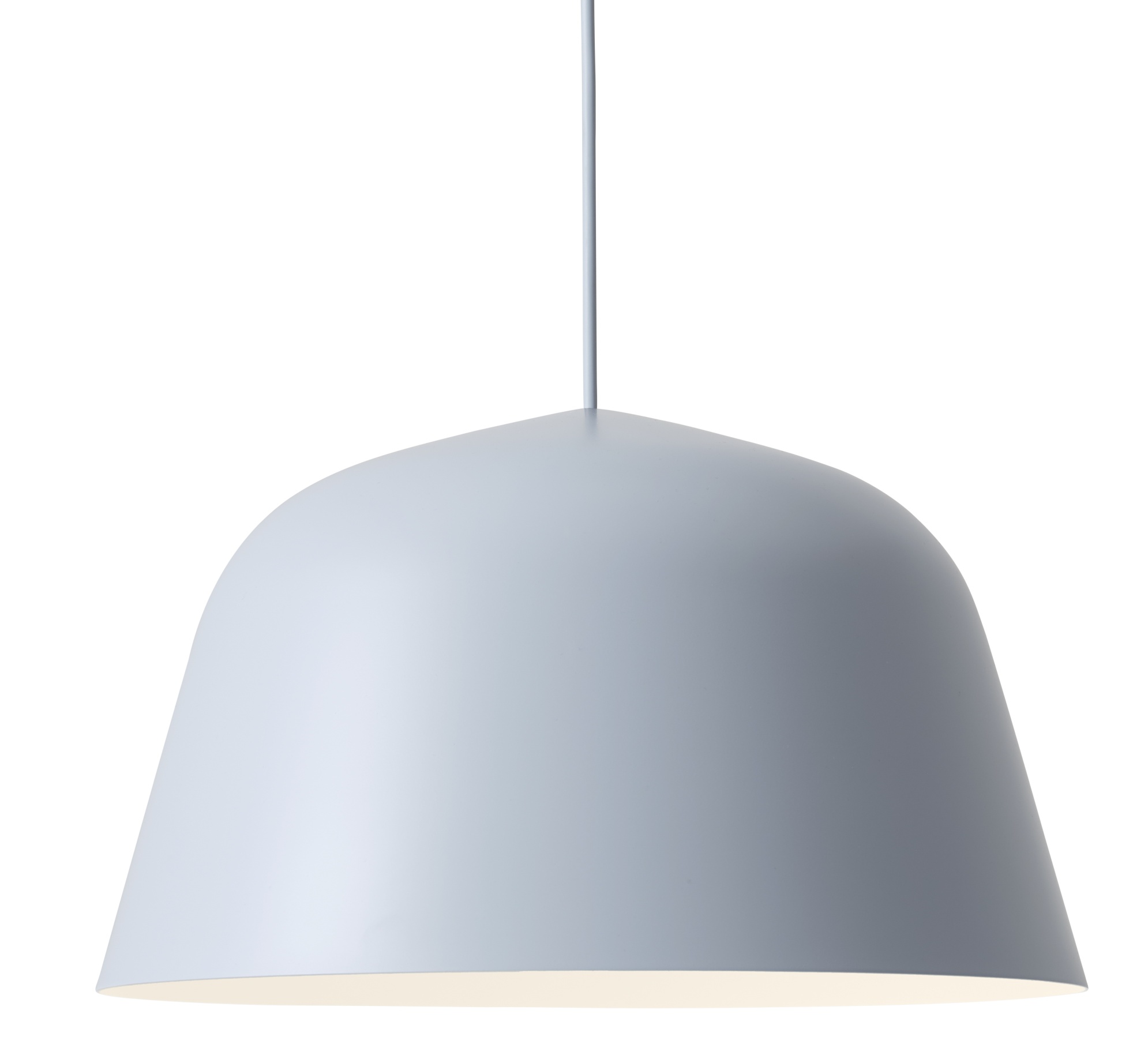 Hellblaue Ambit Pendelleuchte von Muuto, moderne Hängelampe für Wohnzimmer und Esszimmer.
