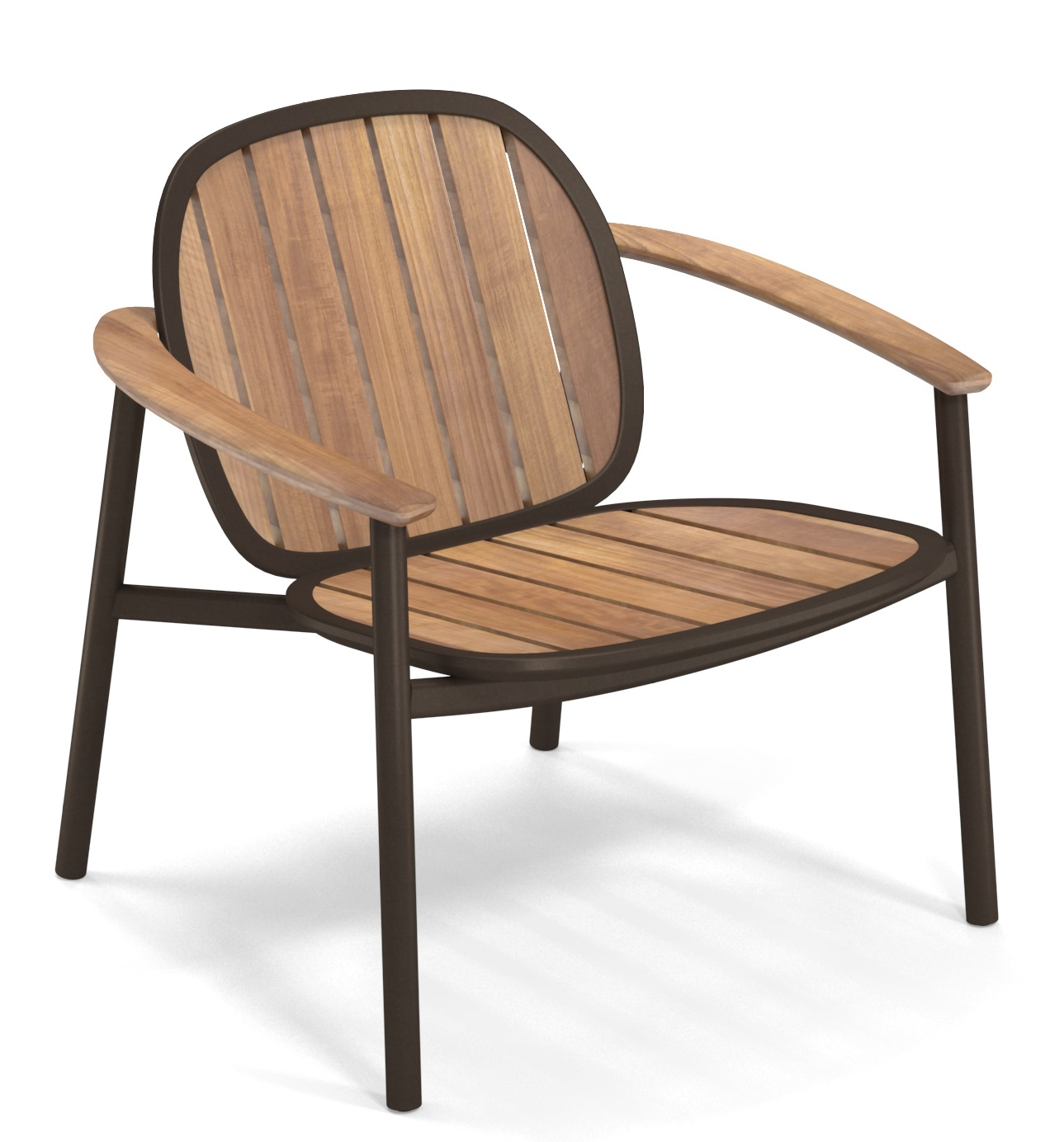 Twins Lounge Chair von Emu, ein moderner Outdoor Armlehnstuhl aus Holz und Metall.