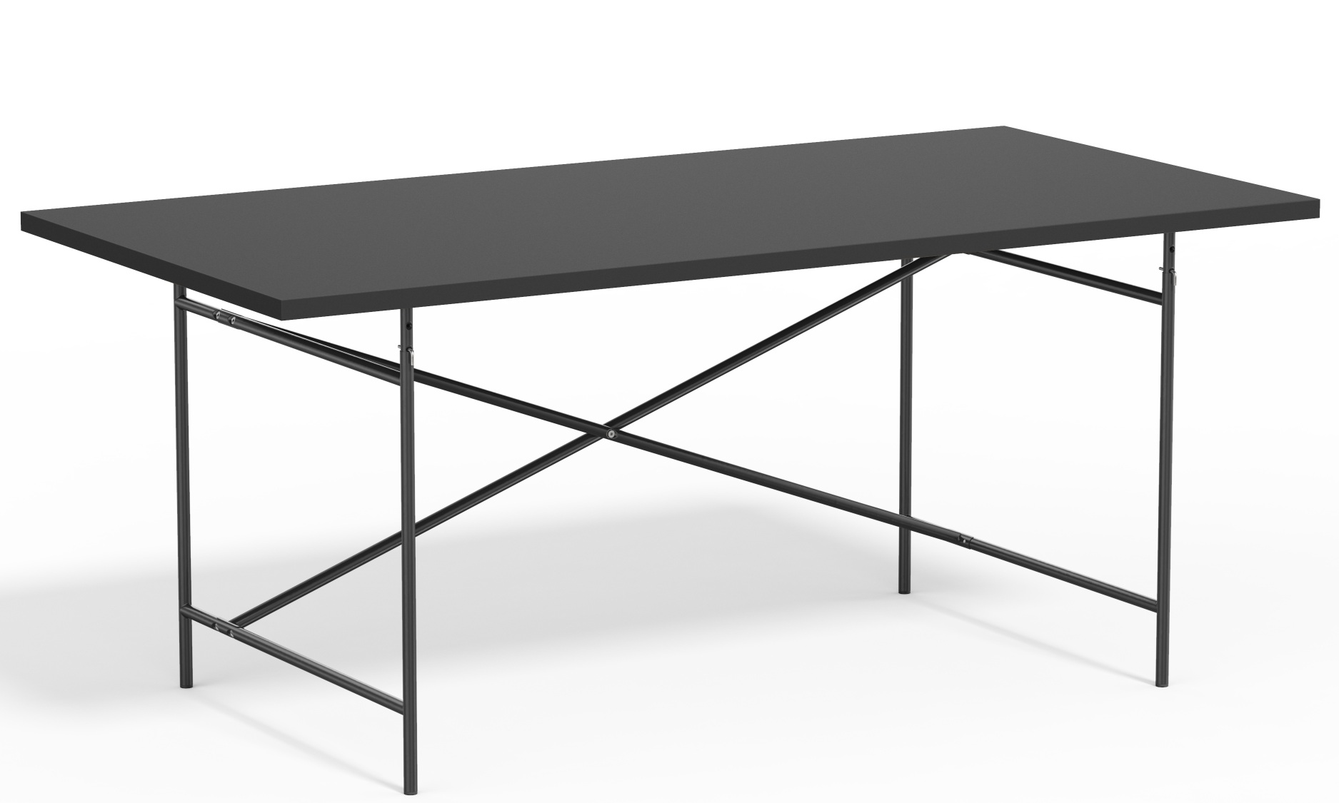 Schwarzer Eiermann Tisch mit Stahlgestell, Designklassiker für Büro und Homeoffice von Richard Lampert.