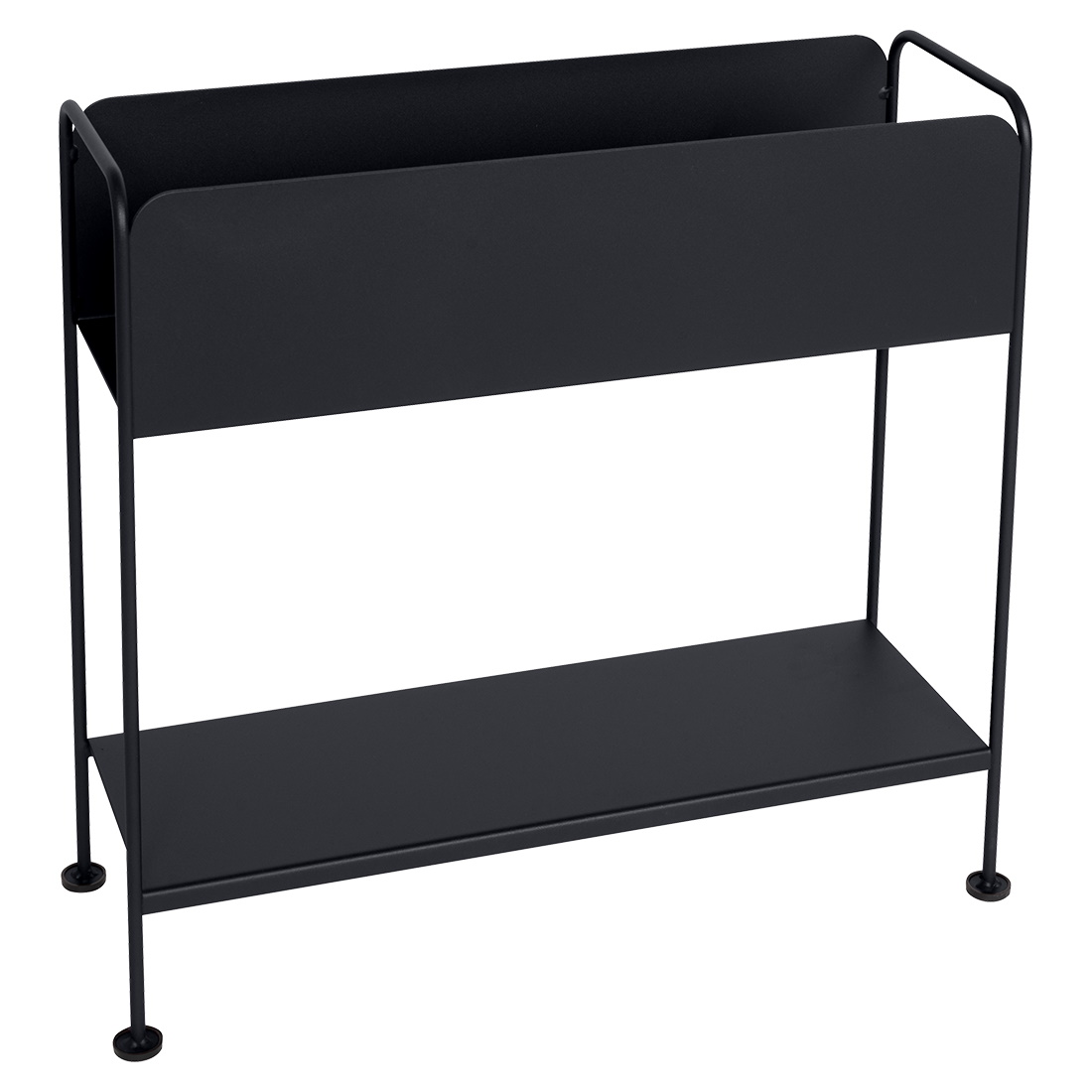 Schwarzer Picolino Blumentopf von Fermob für den Außenbereich mit zwei Ebenen und minimalistischem Design.