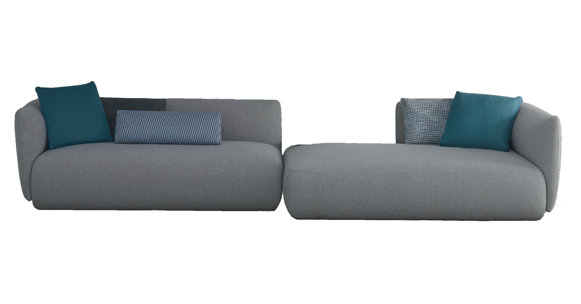 Graues Cosy Sofa mit Kissen von MDF Italia, modernes modulares Design für Wohnzimmer.