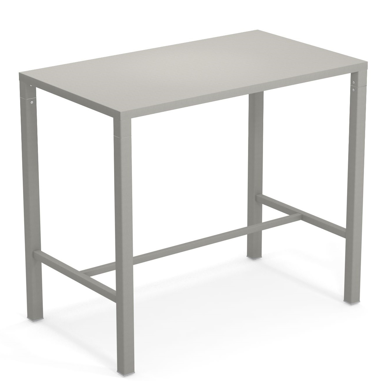 Grauer Nova Hochtisch von Emu für den Außenbereich, minimalistisches Design mit rechteckiger Tischplatte und Stahlgestell.