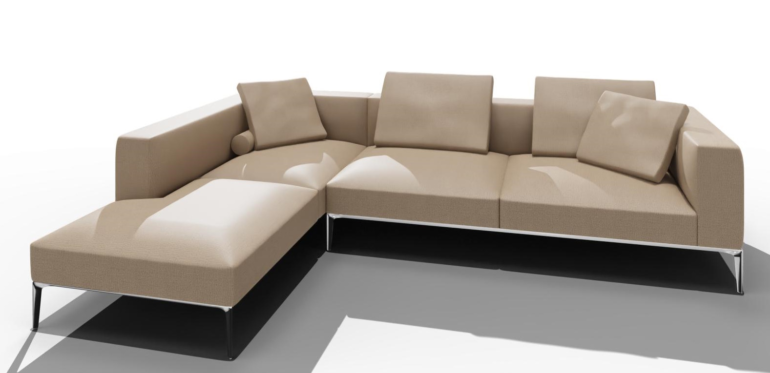 Beiges Jaan Living Sofa mit Ottomane, Rückenkissen und Komfortrollen von Walter Knoll.