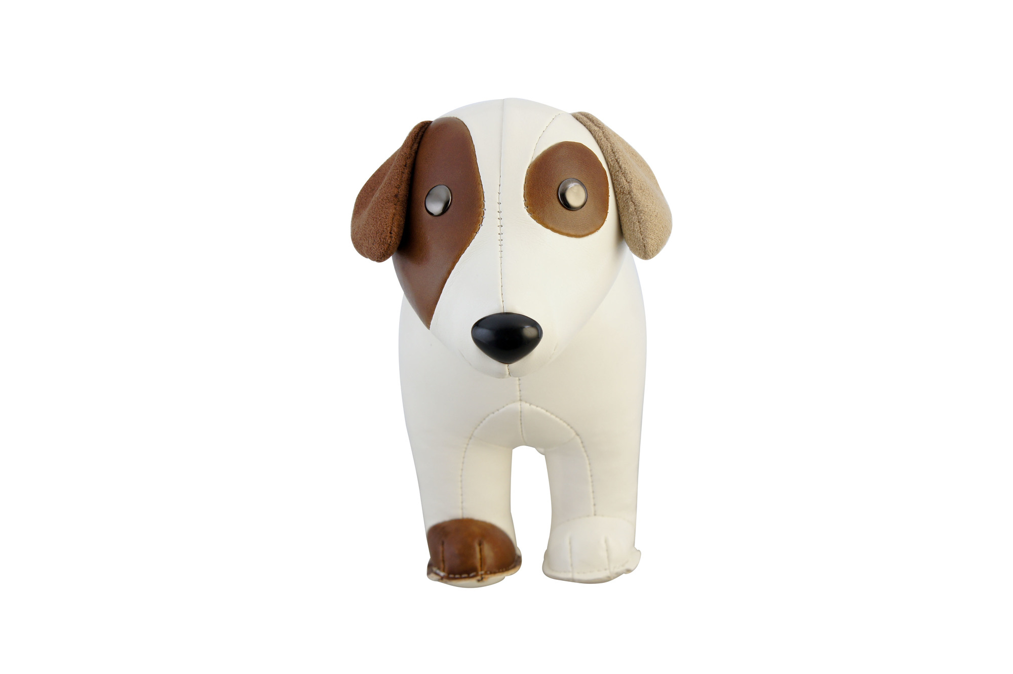 Buchstütze in Form eines weißen und braunen Russel Terriers von Züny.