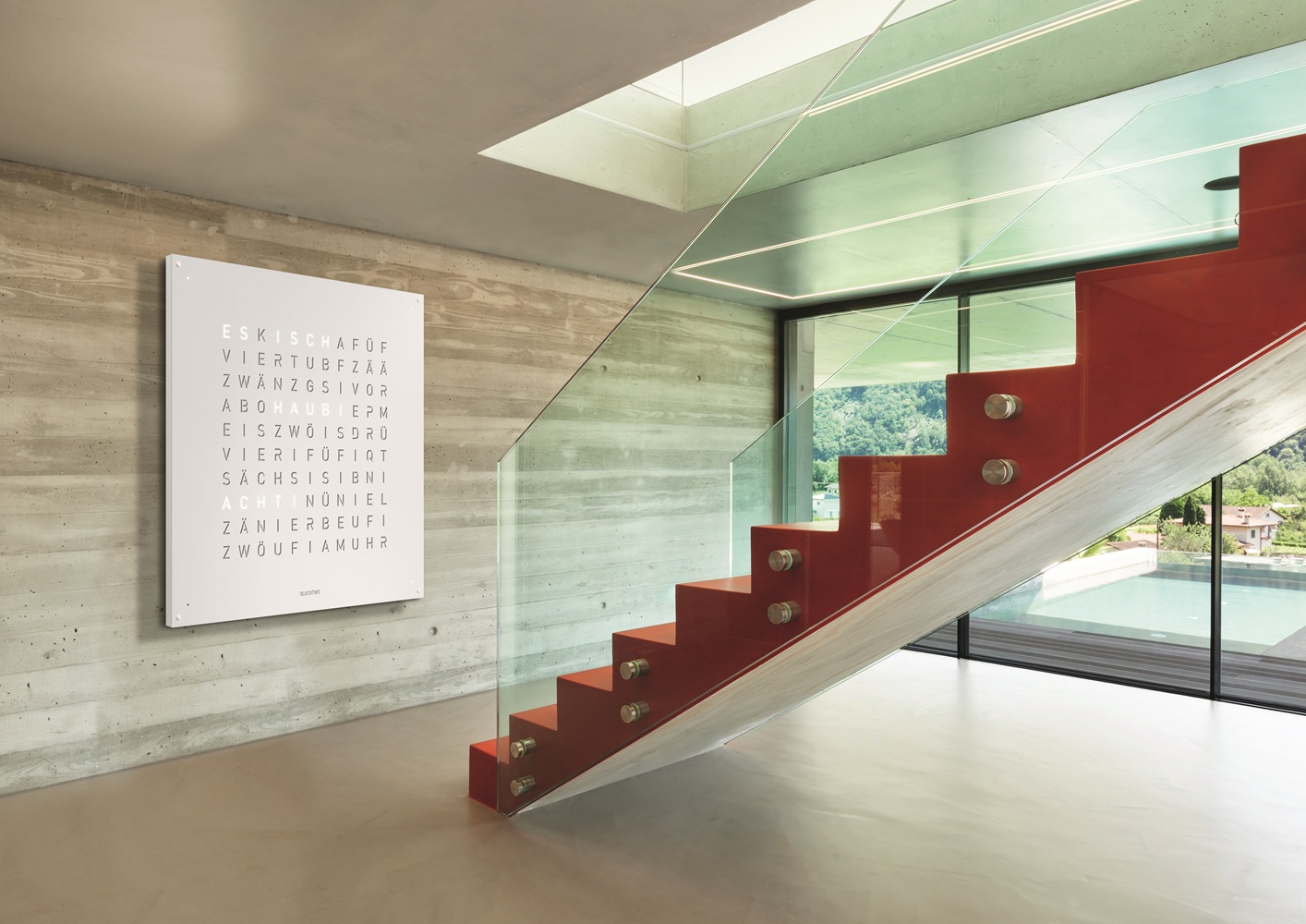 Earth 180 Creator's Edition wandklok / Tijdsobject Duits QLOCKTWO
