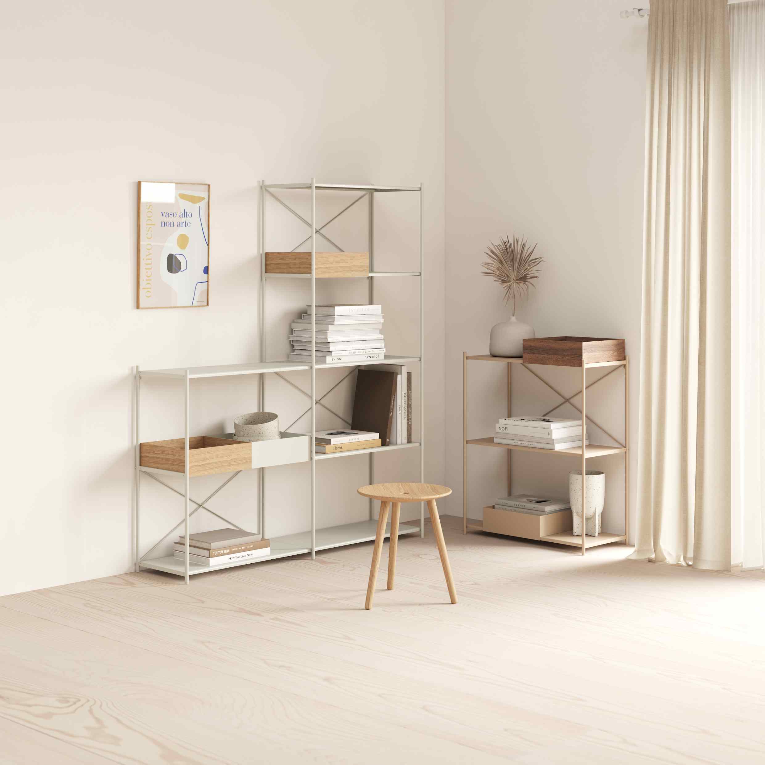 Arturo Regal, 3er Modul in Desert Sun von novoform. Skandinavisches Design, Bücherregal, Wohnzimmer.