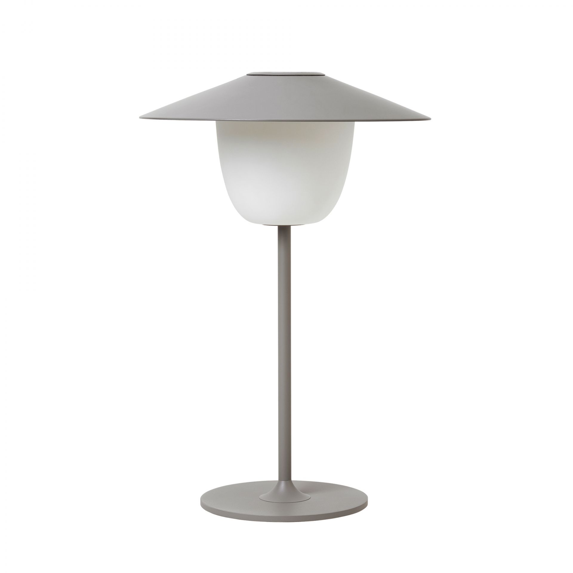 Ani Mobile LED Tischleuchte von Blomus, graue Akku-Tischlampe für Innen und Außen.