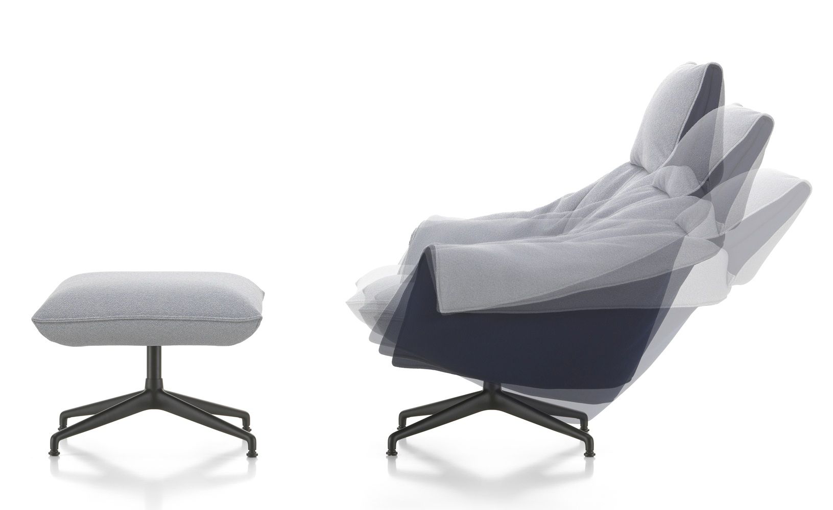 Bascule Fauteuil met hoge rugleuning en voetenbank Vitra