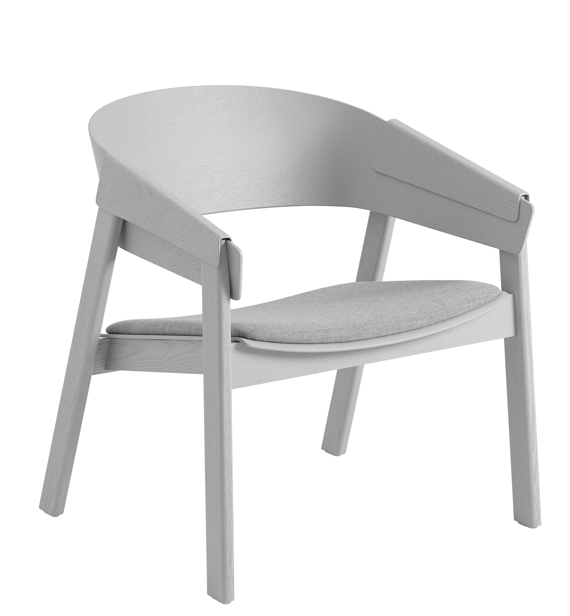 Grauer Cover Lounge Chair Stuhl von Muuto mit Stoffpolsterung, skandinavisches Design für Wohnzimmer und Büro.