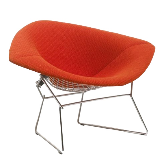 Oranger Diamond Sessel von Knoll International mit Drahtgestell, moderner Design-Sessel für Wohnzimmer.
