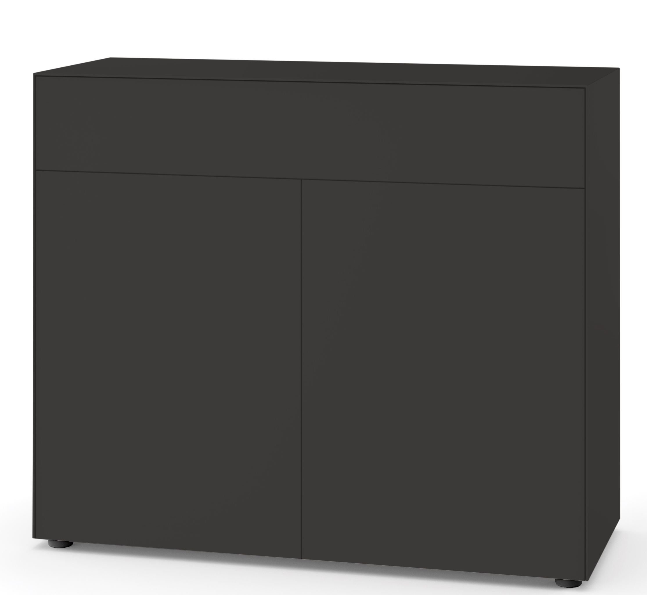 Nex Pur Box Sideboard von Piure in Anthrazit mit Schublade und zwei Türen.