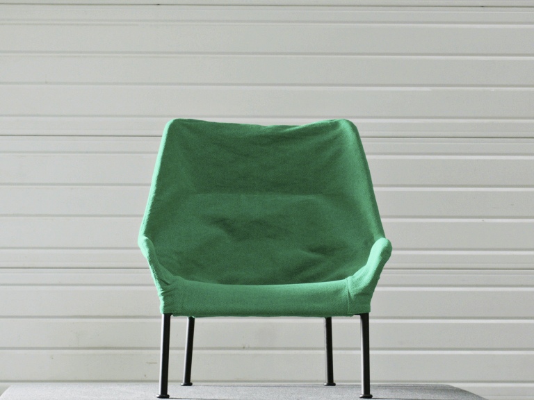 Hay Sessel 02 Lounge Chair in Grün mit schwarzem Metallgestell, moderne Wohnzimmermöbel.