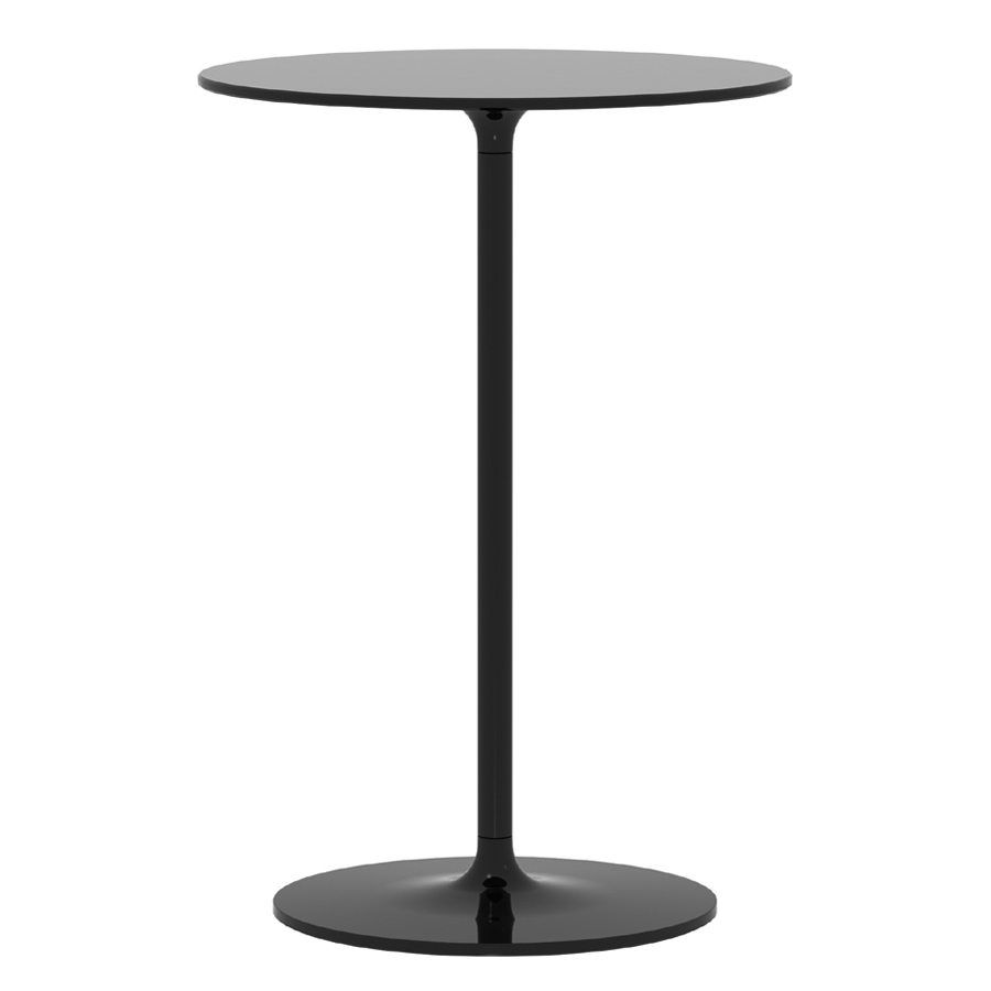 Schwarzer Poppy Beistelltisch von Rexite, runder Tisch mit zentralem Fuß, modernes Design für Wohnzimmer.