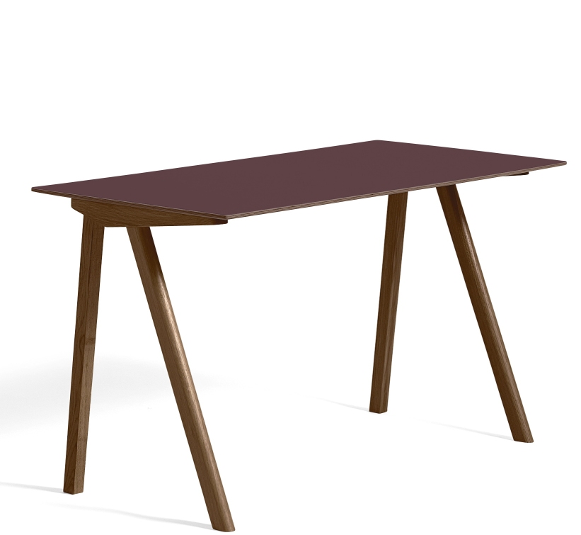 Copenhague Table CPH 90 Schreibtisch von Hay mit brauner Tischplatte und Holzbeinen. Moderner Bürotisch.