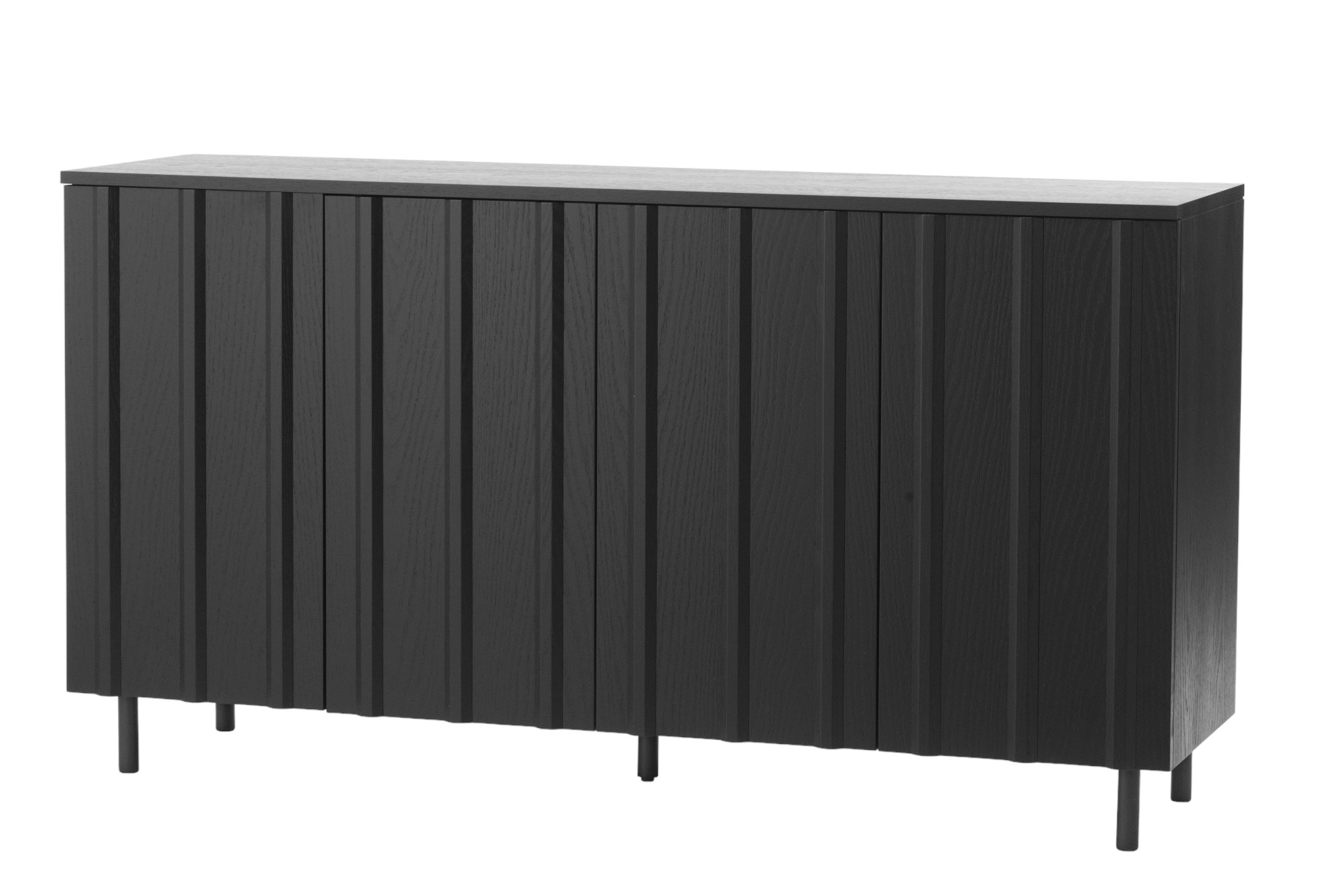 Schwarzes Rib Sideboard von Normann Copenhagen aus Holz mit gerippter Front und Füßen.