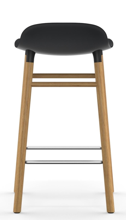 Form Barhocker von Normann Copenhagen, H 65 cm, Holz, schwarze Sitzfläche, moderne Barhocker für Küche.