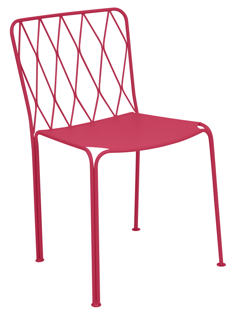 Kintbury Stuhl von Fermob in Pink: Moderner Outdoor Stuhl aus Metall mit filigranem Design.