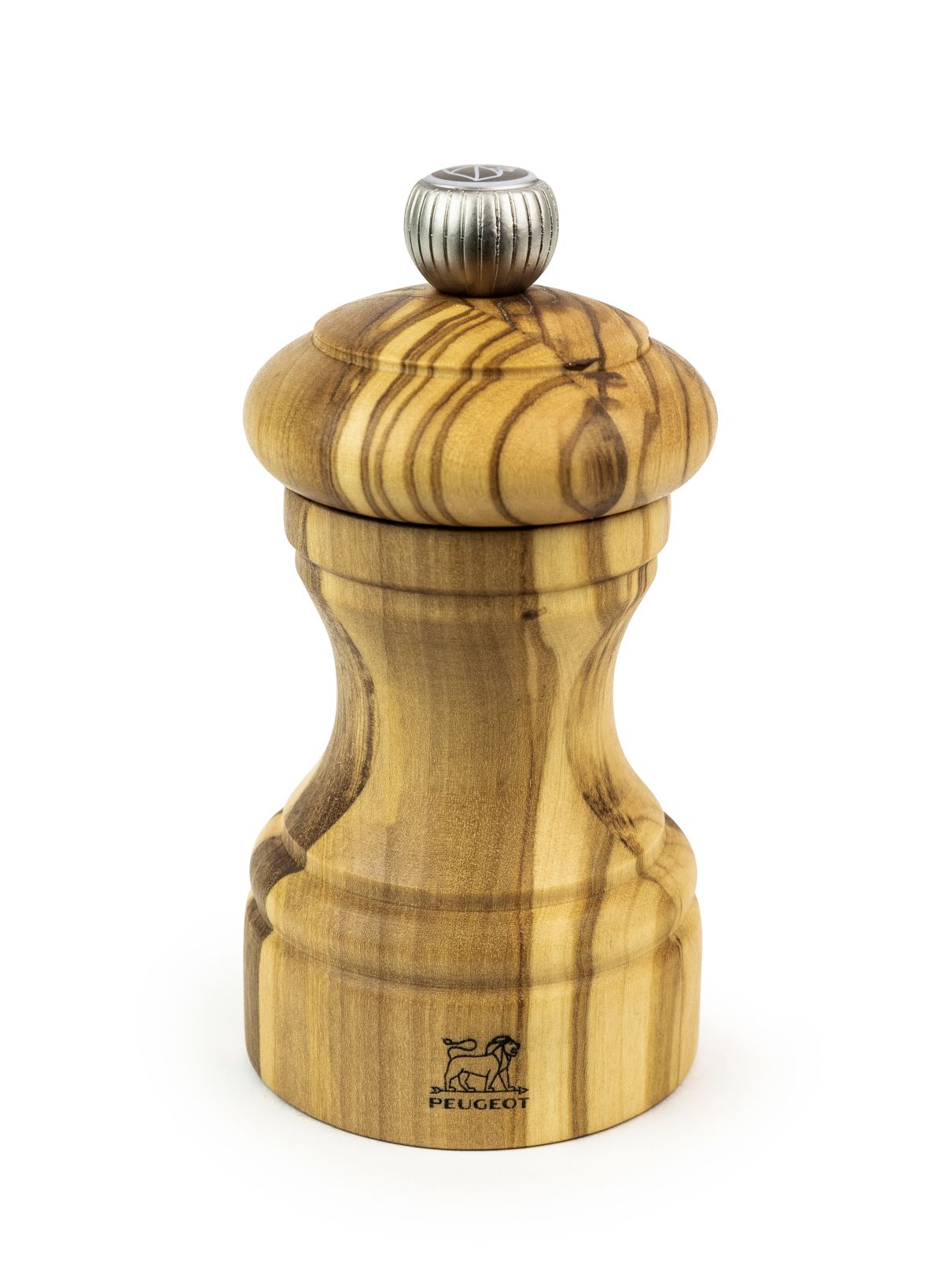 Peugeot Bistro Duos Salzmühle aus Olivenholz, 10 cm, für stilvolles Würzen in der Küche.