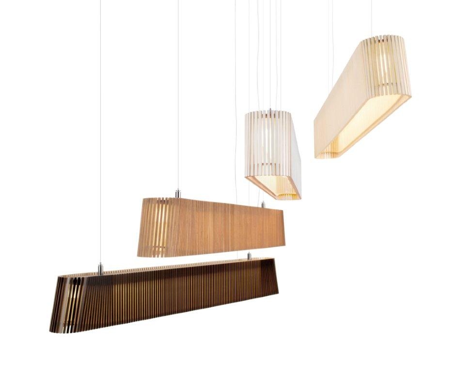 Secto Design Owalo 7000 Pendelleuchte aus Holz in verschiedenen Farben und Größen, moderne Hängeleuchte.