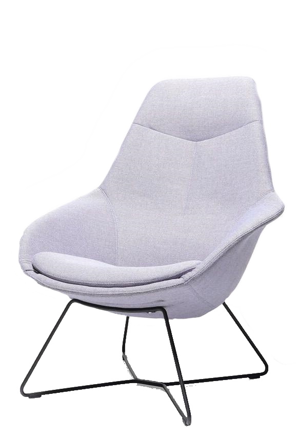 Yonda Loungesessel von Wilkhahn, moderner Sessel mit grauem Stoffbezug und schwarzem Metallgestell.