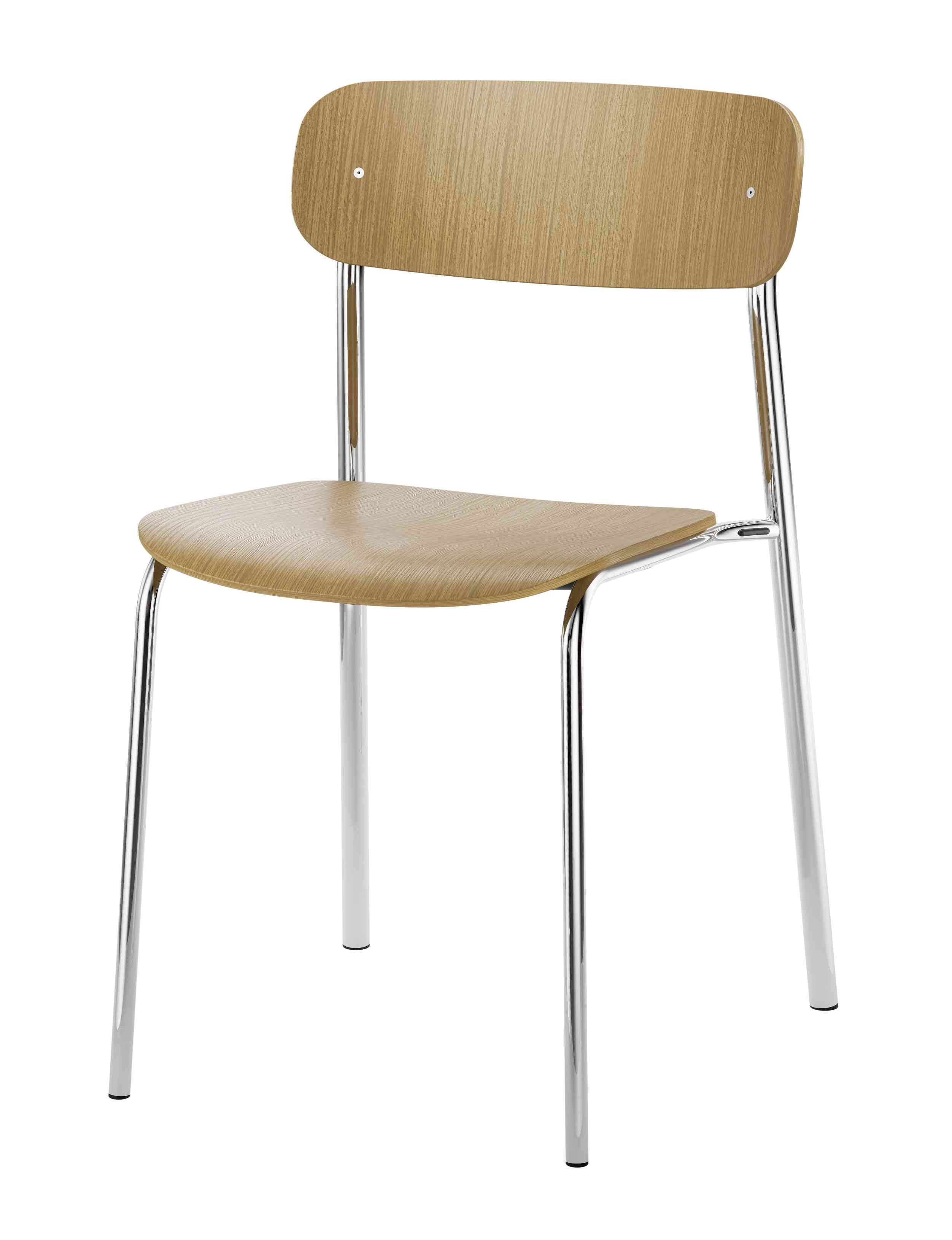 Thonet S 243 Stahlrohrstuhl mit Holz-Sitzfläche und Rückenlehne, ein zeitloser Designklassiker für Esszimmer und Büro.