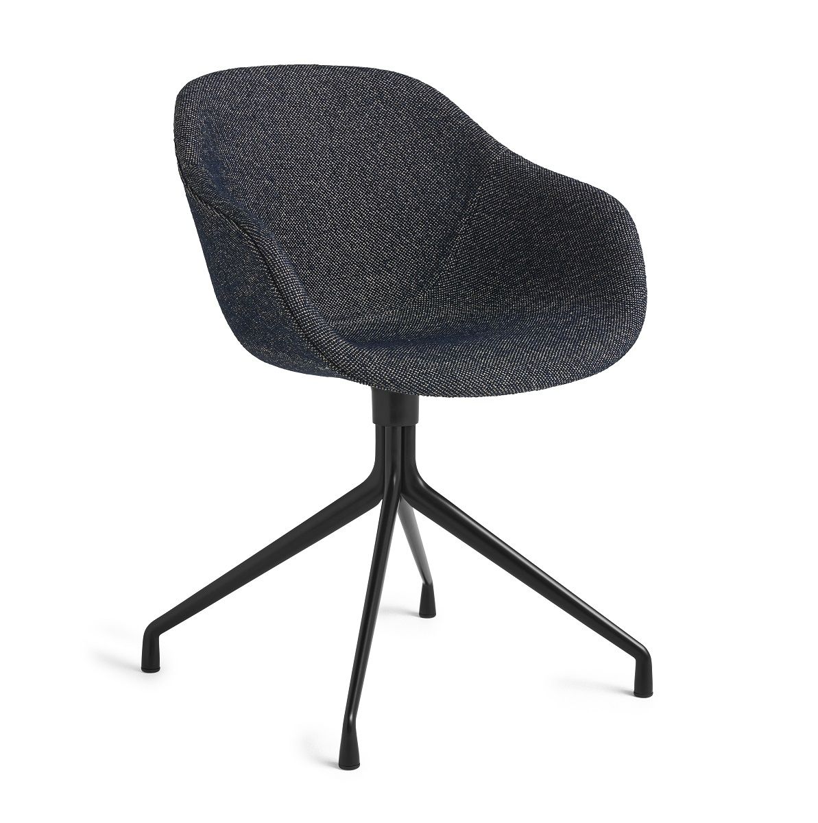 Blauer About a Chair AAC221 Stuhl von Hay mit schwarzem Vierfußgestell. Moderner Designstuhl.