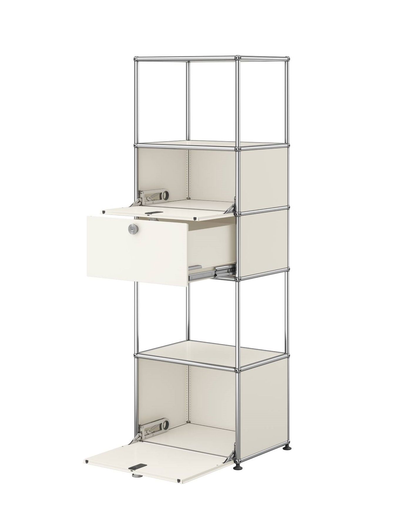 USM Haller-rek met inzetframe M52 Zuiver wit