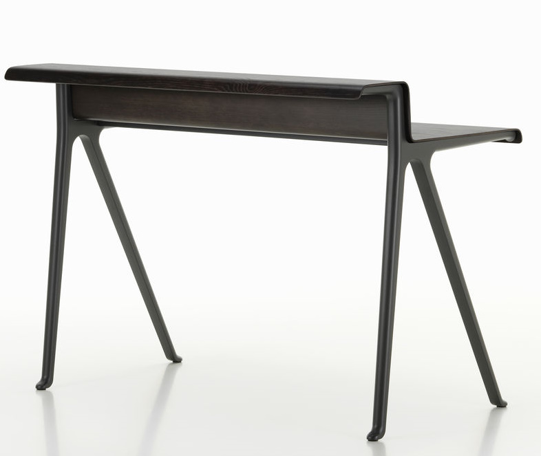 Vitra Courier Schreibtisch aus dunklem Holz und Metall, modernes Design für Büro und Arbeitszimmer.