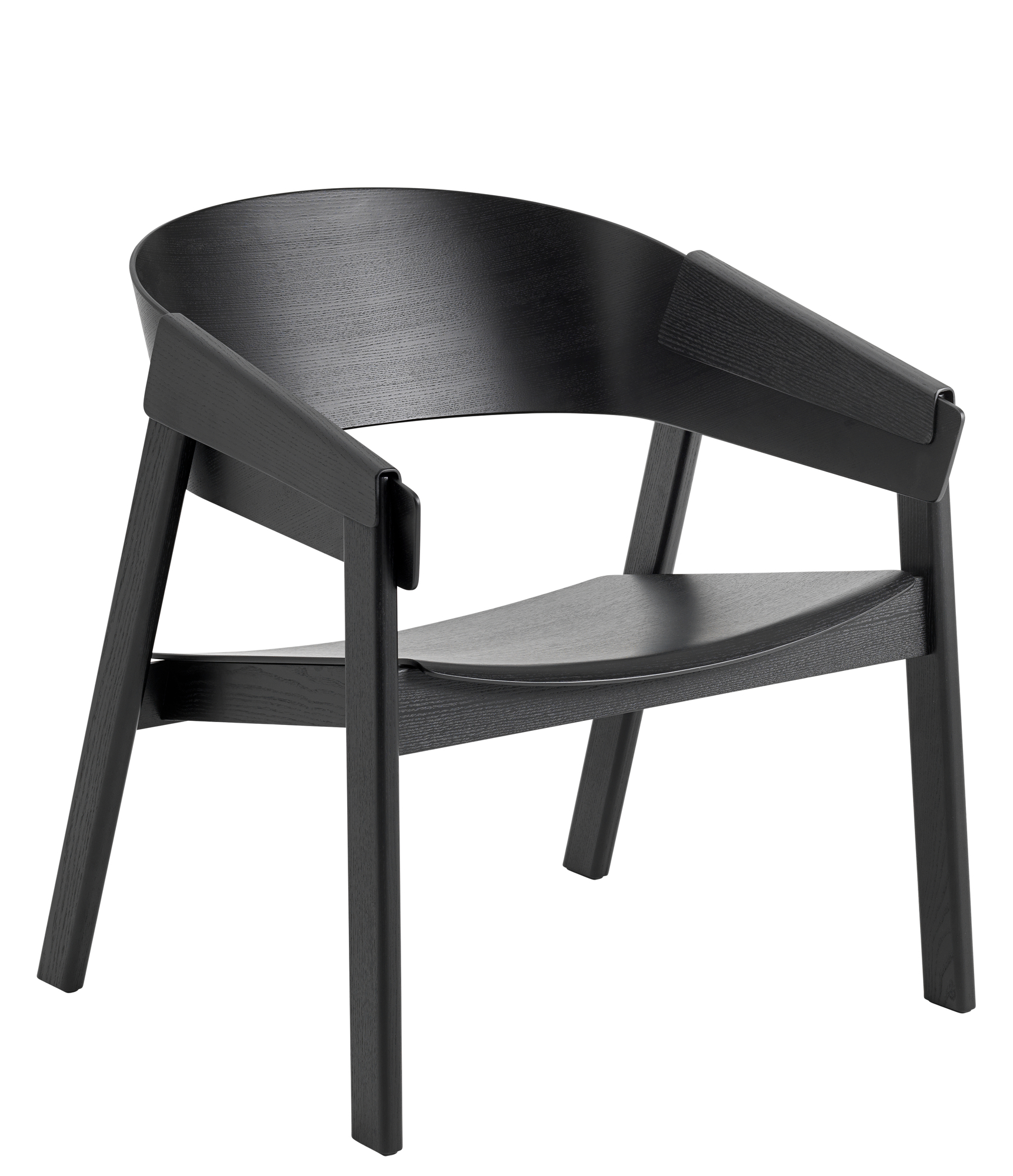 Schwarzer Muuto Cover Lounge Chair Stuhl aus Holz, modernes Design für Wohnzimmer und Büro.