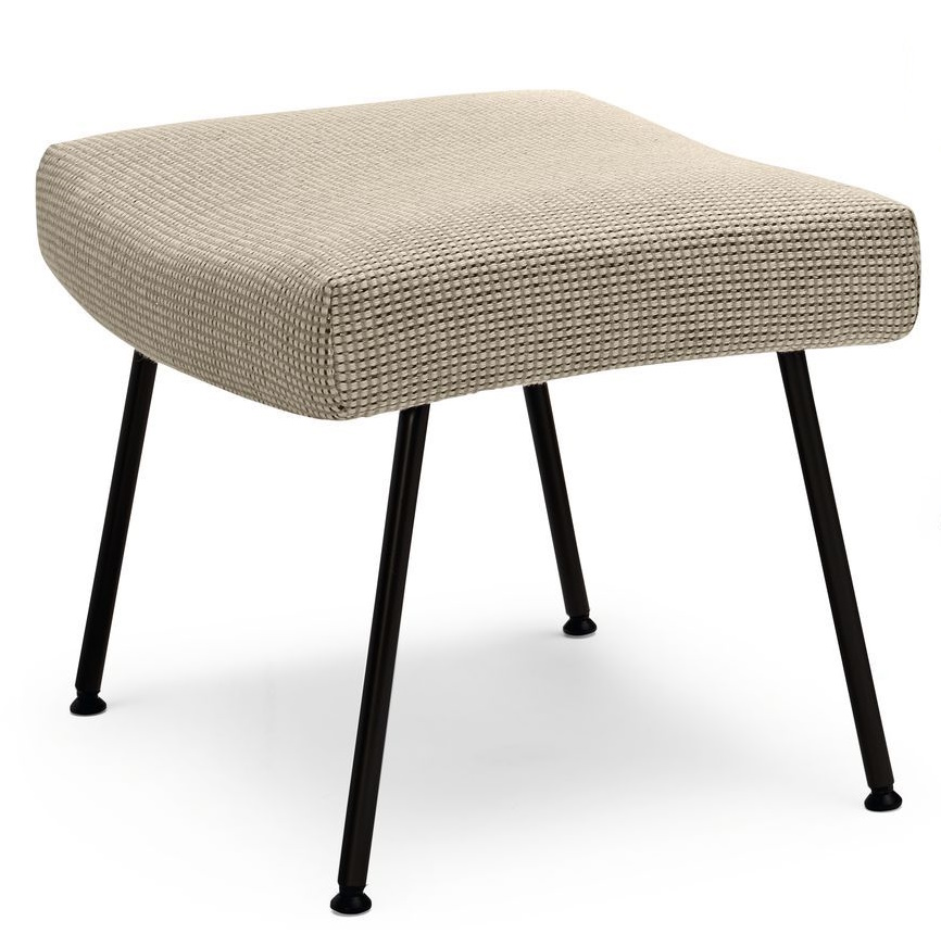 Walter Knoll Hocker 368 Votteler Stool mit beigem Stoffbezug und schwarzen Metallbeinen, modernes Möbeldesign.