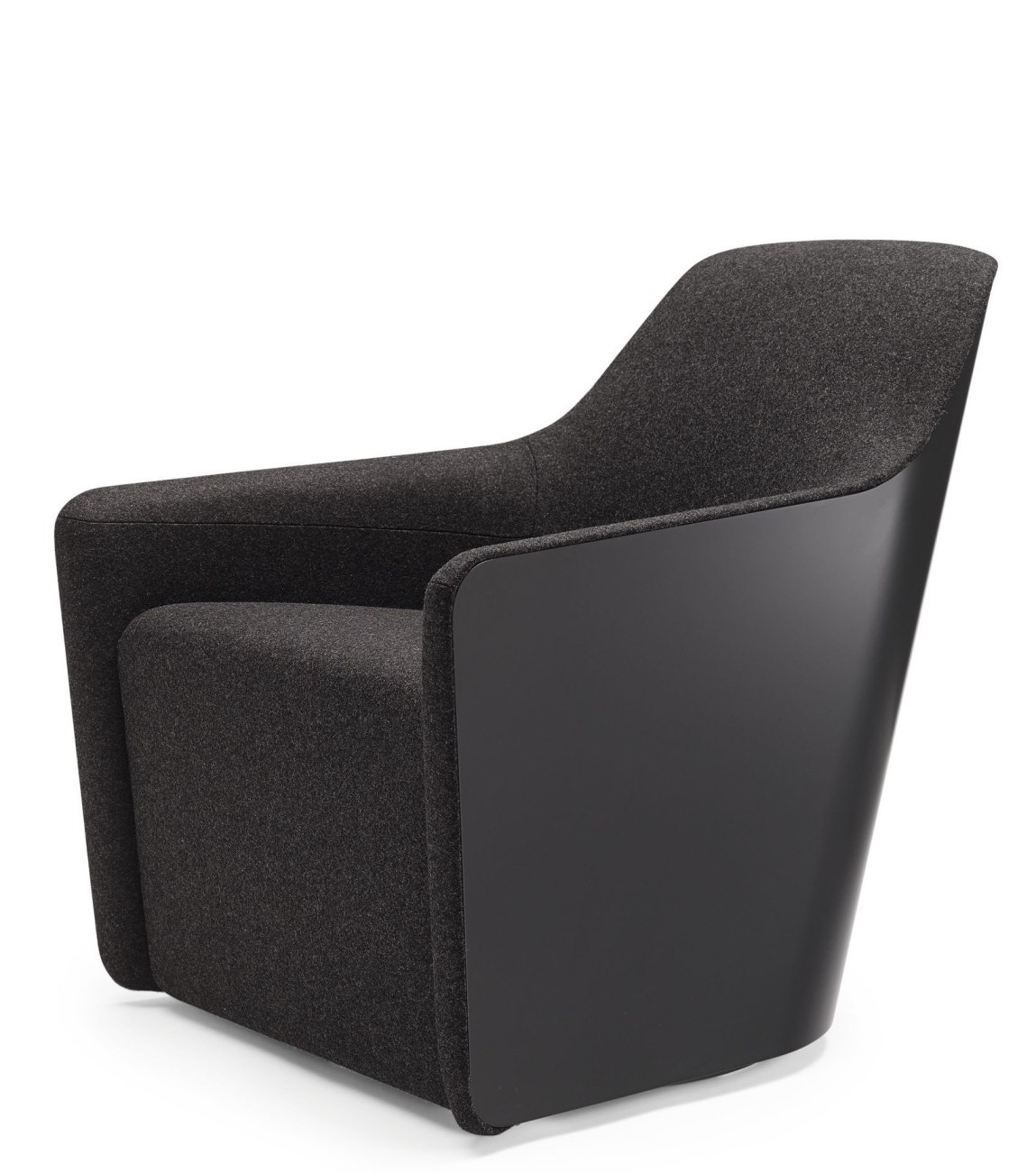 520 Foster Sessel von Walter Knoll, moderner Loungesessel mit dunklem Stoffbezug und schwarzen Seitenteilen.